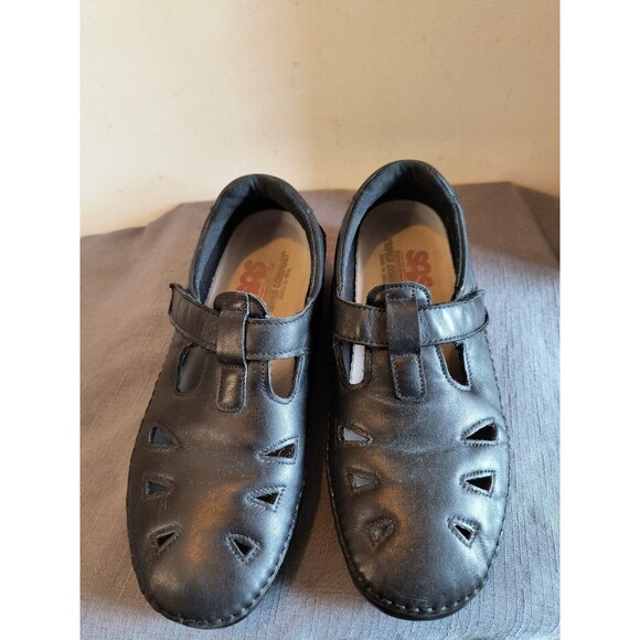 SAS Tripad Comfort Roamer Black Leather Walking Shoe T-strap Mary Jane 10 - Picture 2 of 9
